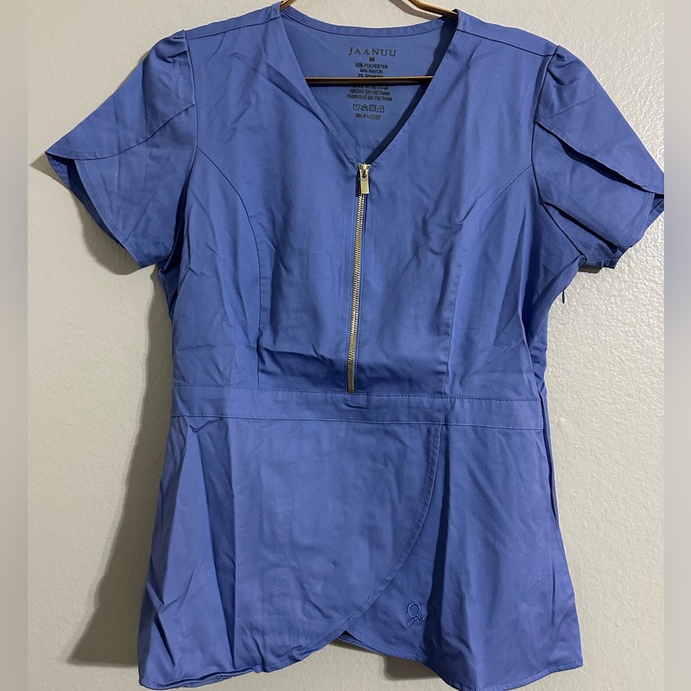 Jaanuu Women's Zip-Front Blouse in Blue